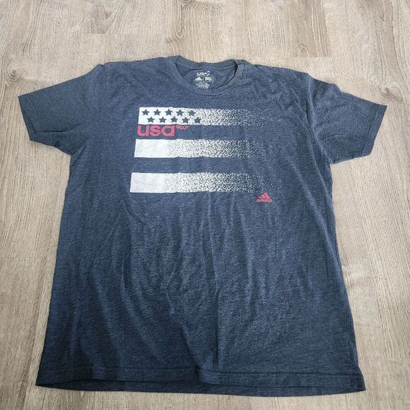 adidas Other - Adidas USA Golf Men's 2XL XXL‎ T-Shirt Flag Logo Short Sleeve Blue Tee Casual